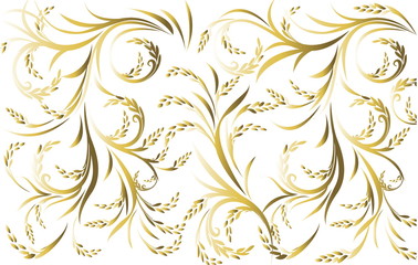 abstract floral background with golden ornament