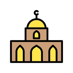 holy mosque building editable stroke icon in filled design.