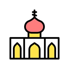 holy church building editable stroke icon in filled design.