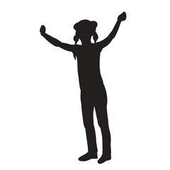 vector isolated black silhouette child girl rejoices