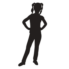 Fototapeta premium vector isolated black silhouette child girl rejoices