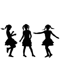 Obraz premium isolation, black silhouette child girl, set