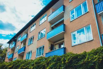 apartment building at east berlin in the summer