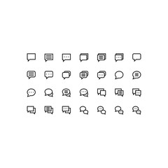 Set of message, chat, text, dialog, outline style icon - vector
