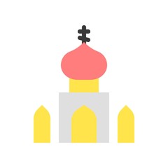 Christianity religious catholic church building flat design icon.