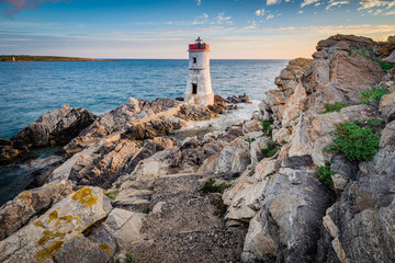 Fototapeta na wymiar Capo Ferro lighthouse in Sardinia, Italy.