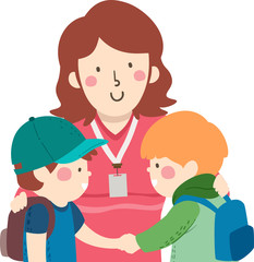 Kids Boys Student Conflict Teacher Shake Hands