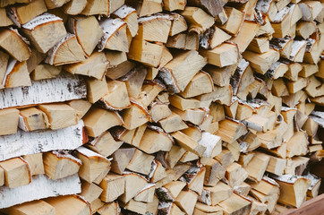 Stacked Chopped Wood. Pattern of a stack pile of chopped wood