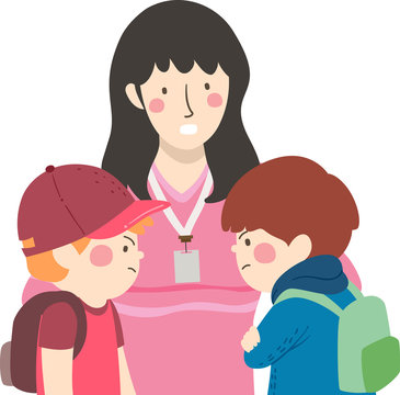 recommend clip art: Kids Boys Student Conflict Teacher Illustration