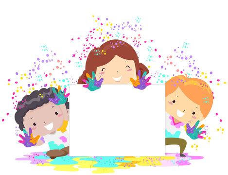 Kids Holi Powder Board Illustration