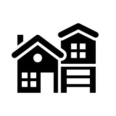 residential house property exterior view building solid black icon.