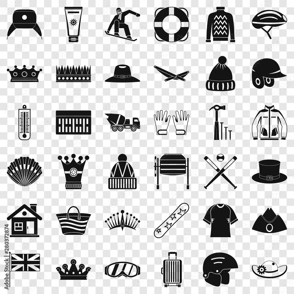 Poster glove icons set. simple style of 36 glove vector icons for web for any design
