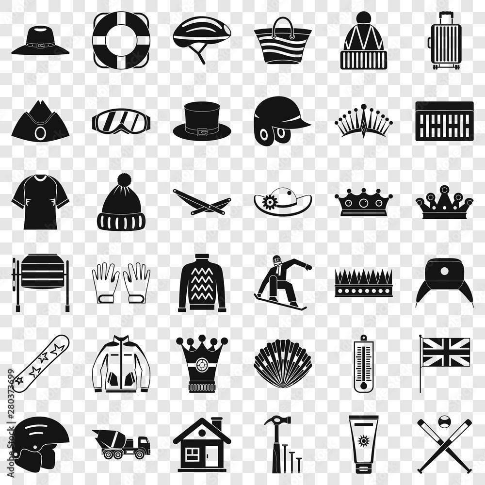 Poster winter icons set. simple style of 36 winter vector icons for web for any design