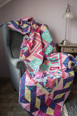 beautiful patchwork cover different shapes and colors 