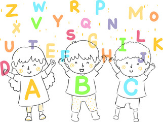 Kids Shower Alphabet Illustration