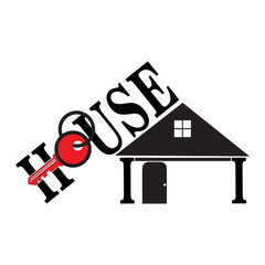a house icon with a key that forms the word "house" which symbolizes safe and comfortable housing
