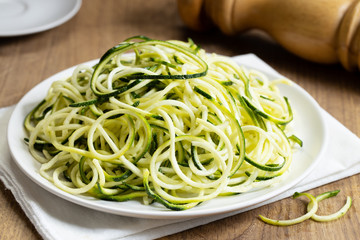 Zucchini noodles in white plate