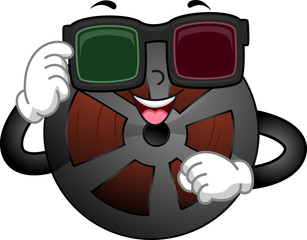 Mascot Film Reel Movie 3D Illustration