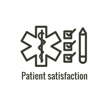 Patient Satisfaction Icon with patient experience imagery and rating idea