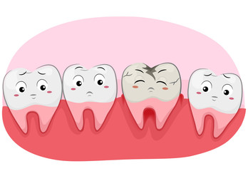 Obraz premium Teeth Mascot Tooth Decay Illustration