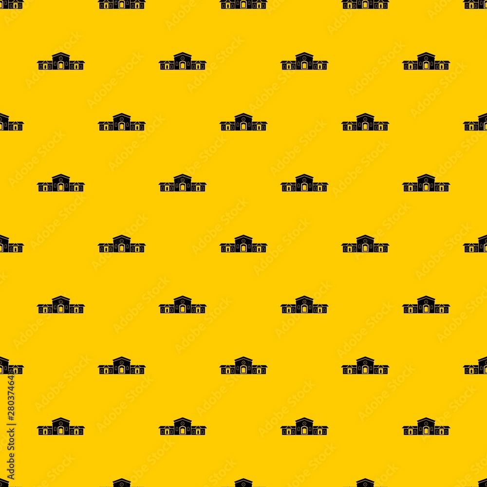 Poster railway station building pattern seamless vector repeat geometric yellow for any design