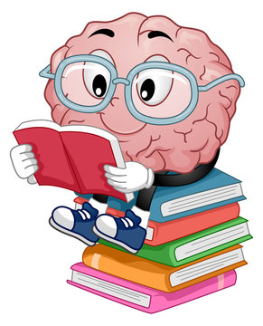 Mascot Brain Read Books Illustration