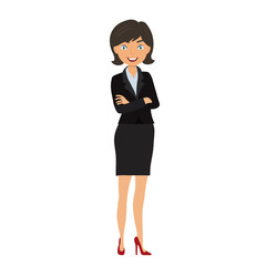 Business woman with smile on white in flat style, stock vector illustration