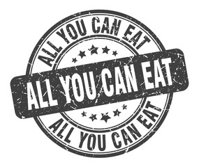 all you can eat stamp. all you can eat round grunge sign. all you can eat