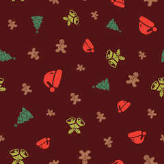 Lovely vector small christmas elements seamless
