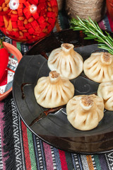  The national Georgian dish is khinkali. Steamed dough, veal, spread with butter sauce. National cuisine