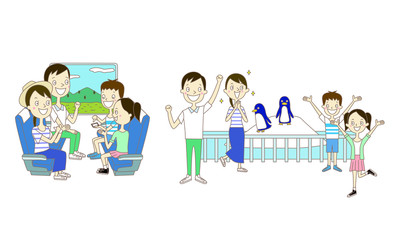 イラスト：家族旅行