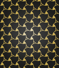 Seamless vector ornament. Modern background. Geometric modern black and golden pattern