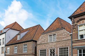 facade of houses in fortified city Grave, The Netherlands