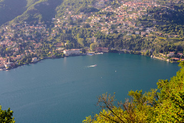 Landscape view of Como lake and the surrounding mountains