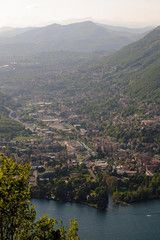Fototapeta na wymiar Aerial view of the Como lake and the little town of Tavernola
