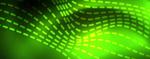 Fototapeta premium Shiny neon vector wave line abstract background, motion concept