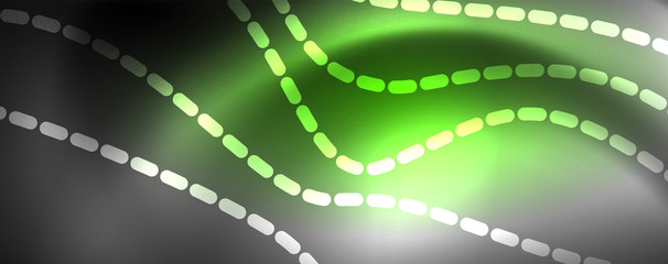 Obraz premium Neon vector wave lines abstract background, magic futuristic techno design