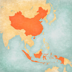 Map of East Asia - China and Indonesia