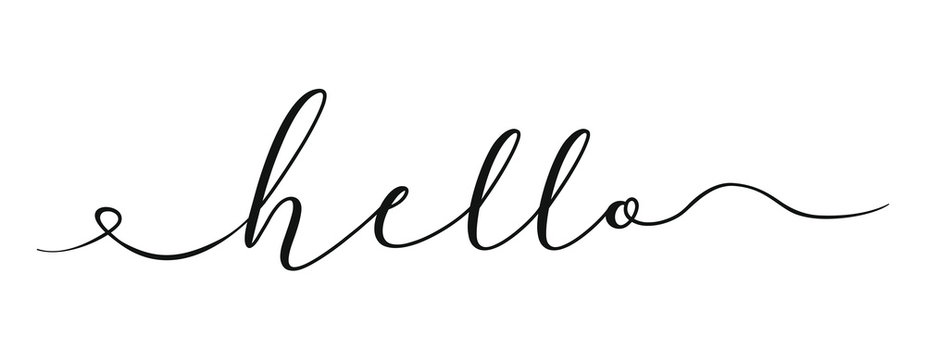 World hello day template black color editable on white background for graphic and web design. Hello in hand drawn style. Hello world. Lettering design concept. White background. Hand lettering. 