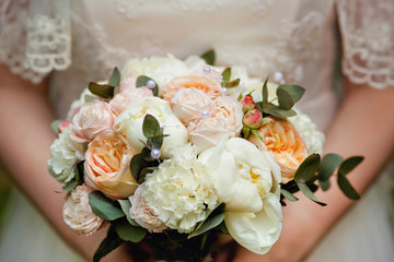 wedding bouquet of white roses
