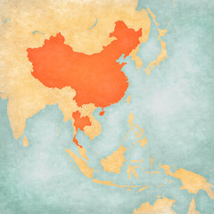 Map of East Asia - China and Thailand