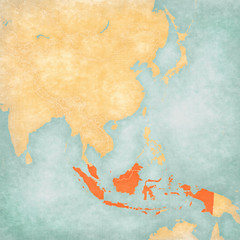 Map of East Asia - Indonesia and Malaysia