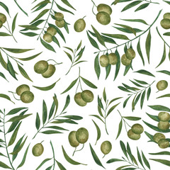 seamless pattern with green olives