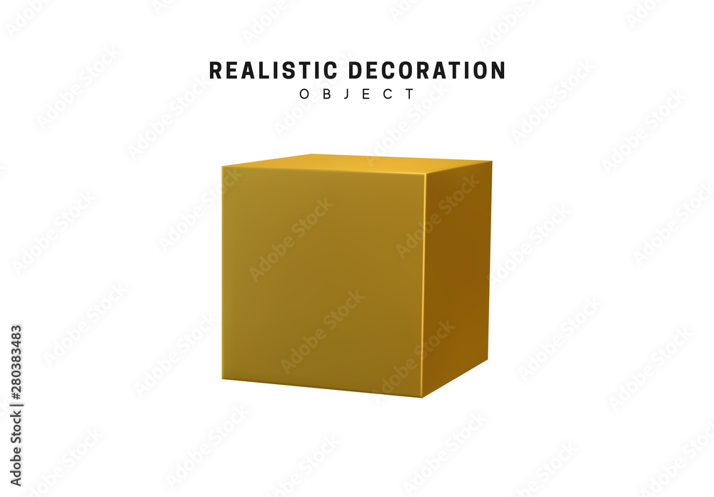 Poster isolated 3d object shapes cube and geometric block, square.
