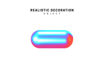 Capsule. Realistic shape 3d objects with gradient holographic color of hologram. Decorative design elements isolated on white background. vector illustration