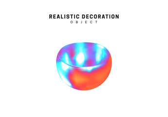 Realistic shape 3d objects with gradient holographic color of hologram. Decorative design elements isolated on white background. vector illustration