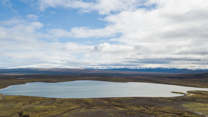 Vue aérienne lac en Islande