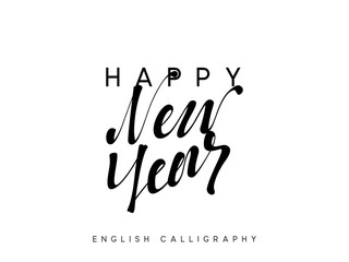 Text Happy New Year. Xmas calligraphy lettering