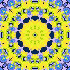 Seamless mandala round circle bright pattern