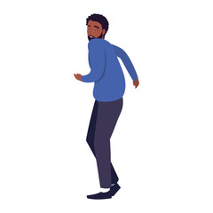 man portrait character on white background